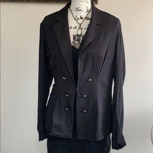 Free People Cinched Waist Linen Military Blazer